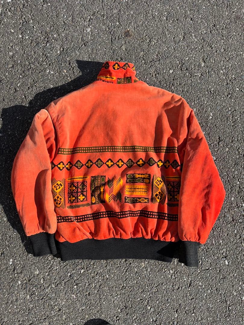 50s プリントコーデュロイ ジャケット ネイティブ柄 スポーツジャケット