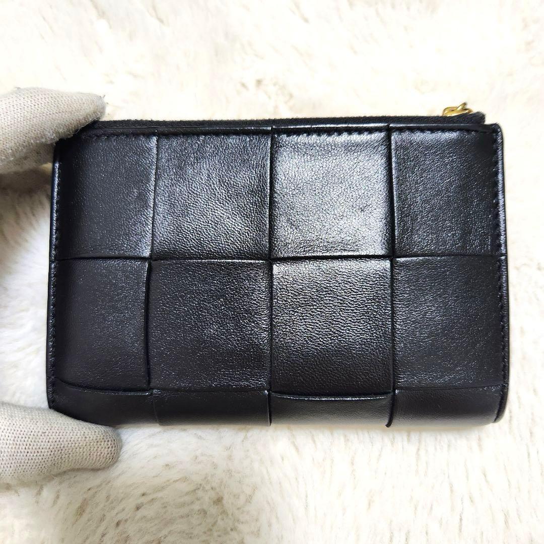✨極美品✨ボッテガ　長財布　二つ折り　カセット　ミディアム　レザー　ブラック　黒