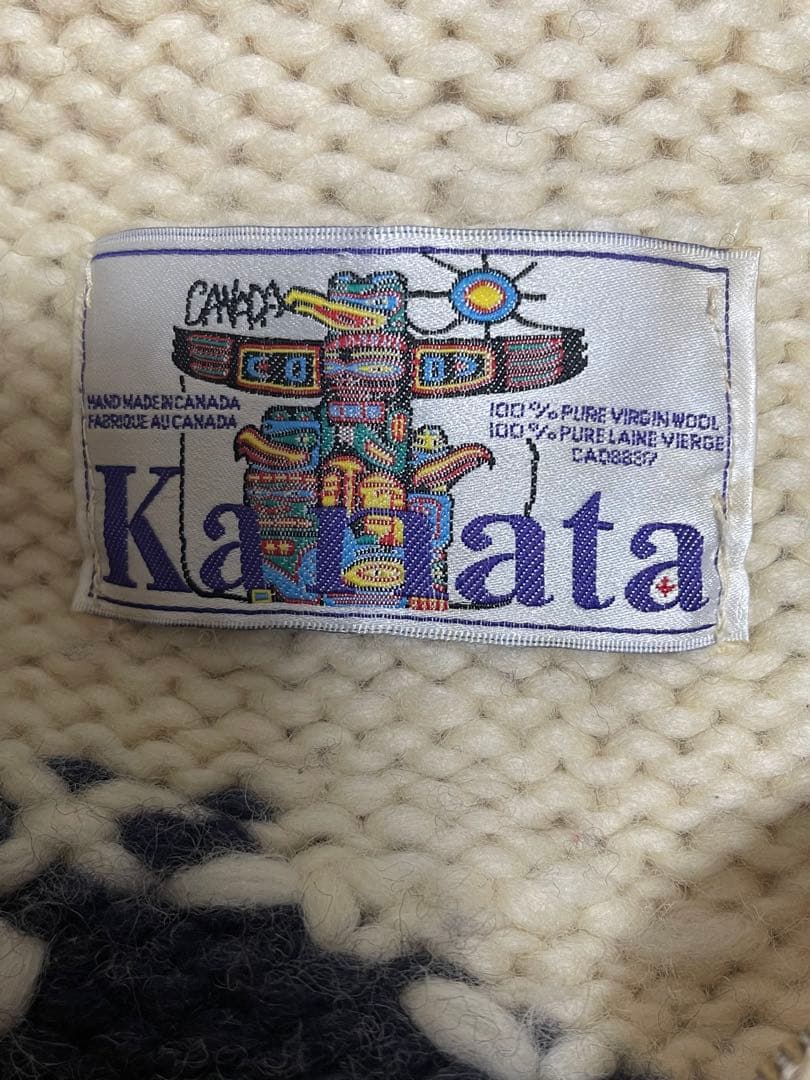 KANATA 90s カナダ製 熊 ロケットタロンジップ カウチンセーター