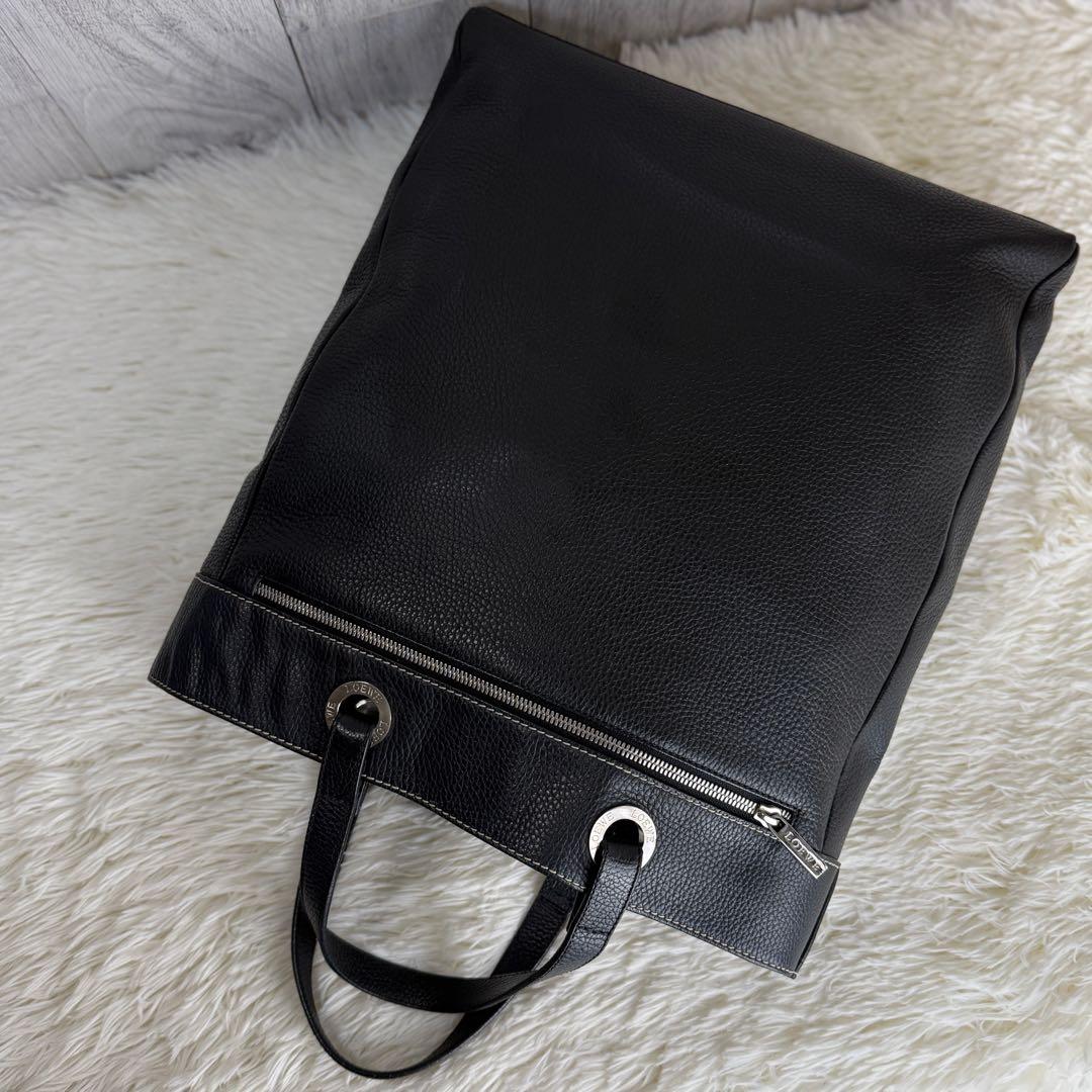 美品♡A4可♡LOEWE ロエベ ロゴ アナグラム レザー トートバッグ 黒