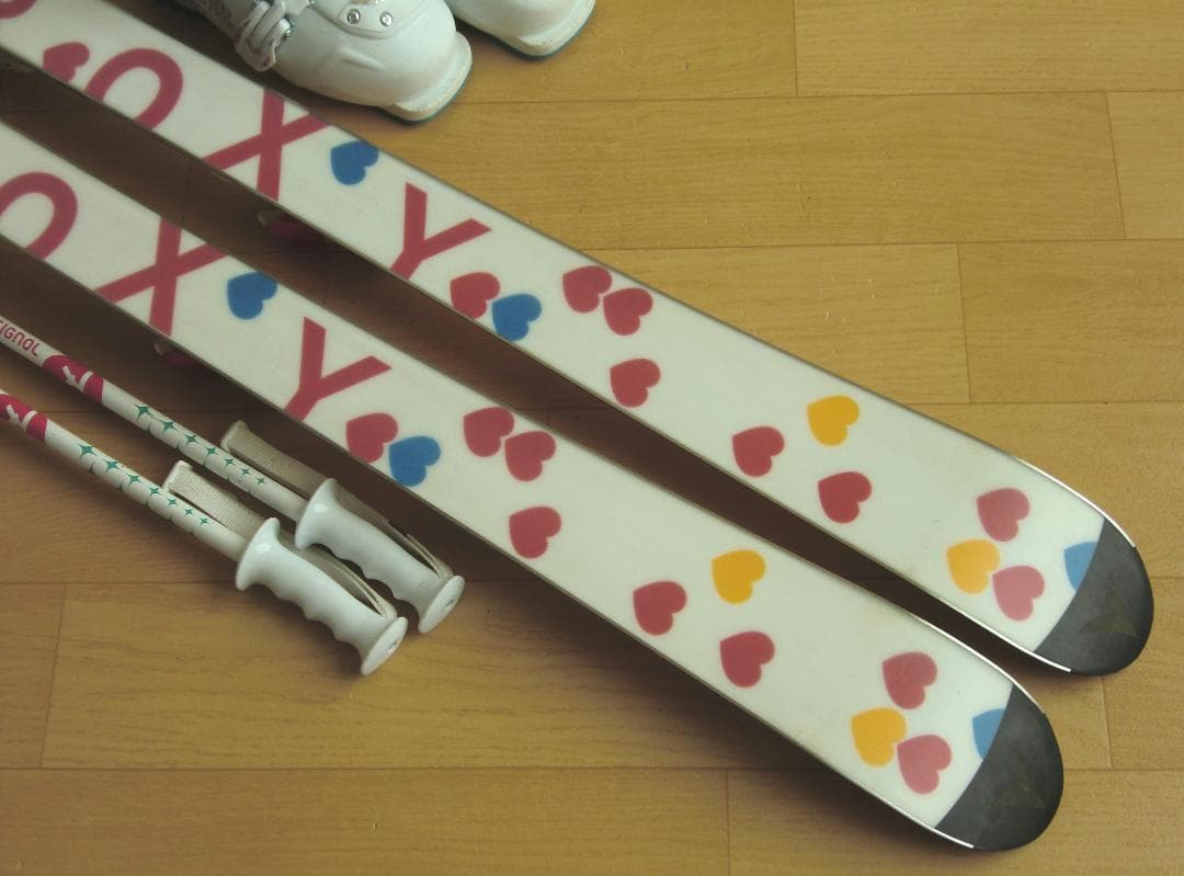 ■1月限定■送料無料■ROXY■子供用スキーセット■板130靴22.5■WAX■