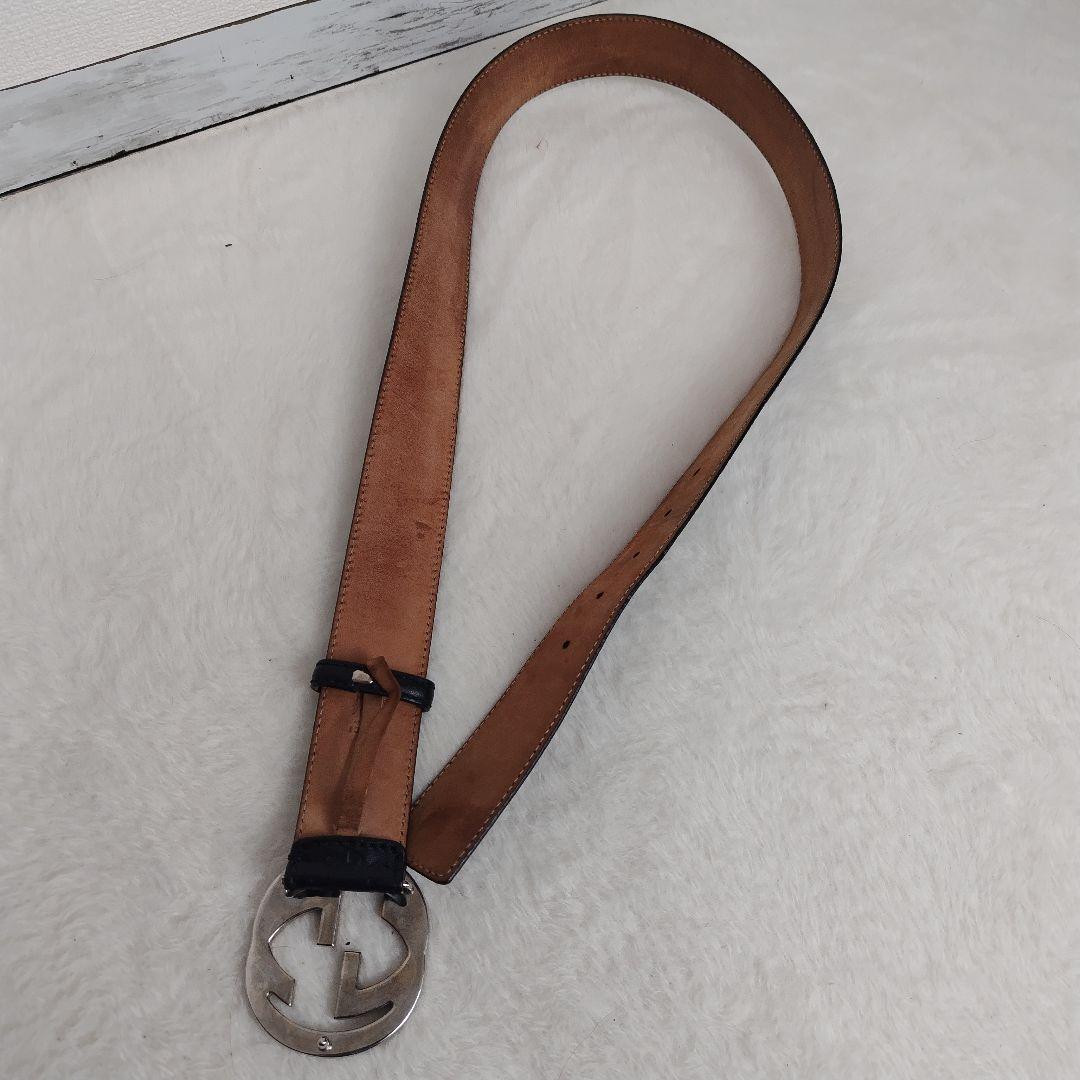 ✨超美品✨ GUCCIベルト インターロッキング ブラック シルバー グッチシマ