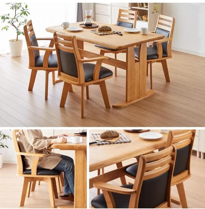 CD DC CB 6脚　ダイニングチェア　アームチェア　肘付　ブラウン＊ブラック