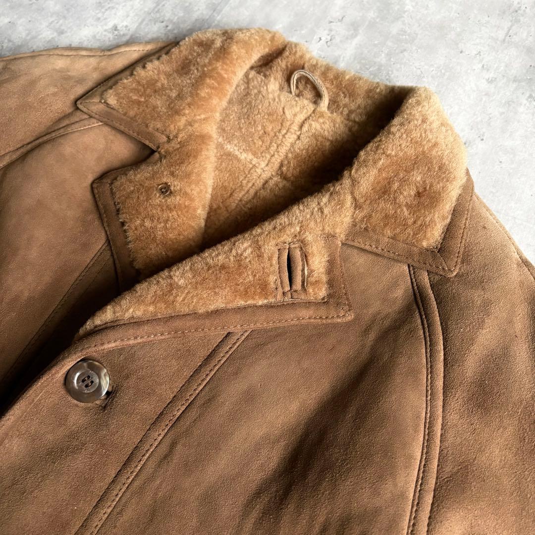 【70s vintage】リアルムートンコート　本革　ヌバックレザー　ユーロ古着