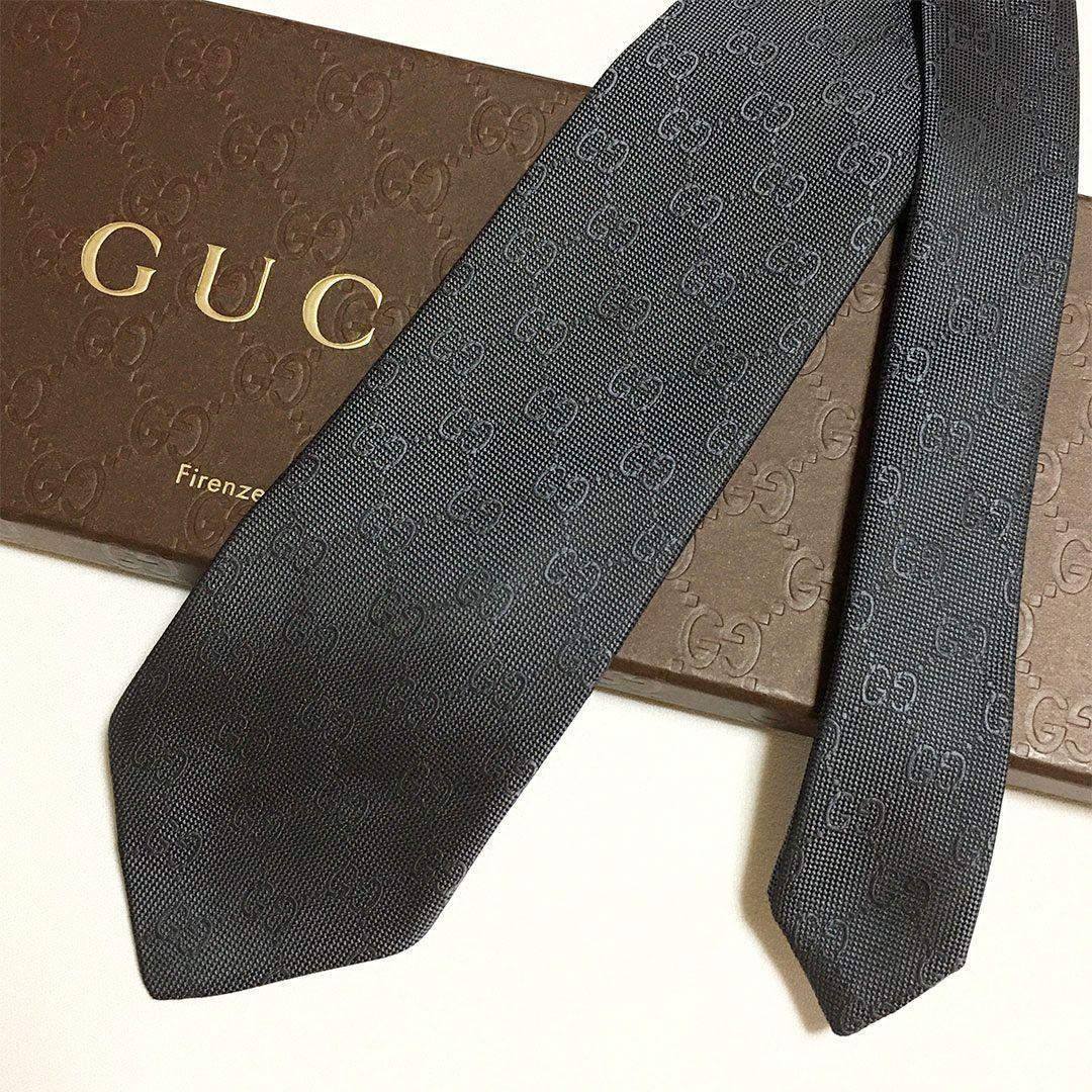 未使用級 グッチ GUCCI ネクタイ シルク GG柄 総柄 ダブルG