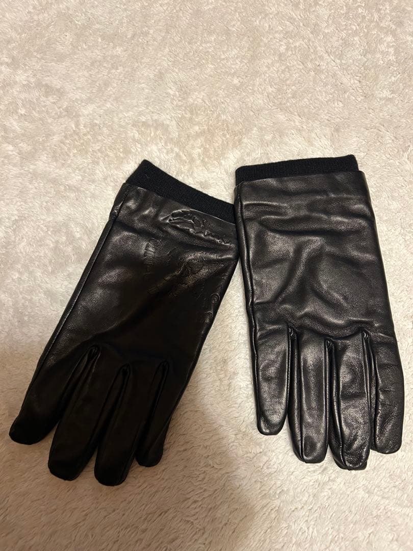 DIESEL レザー手袋　ブラック　メンズ