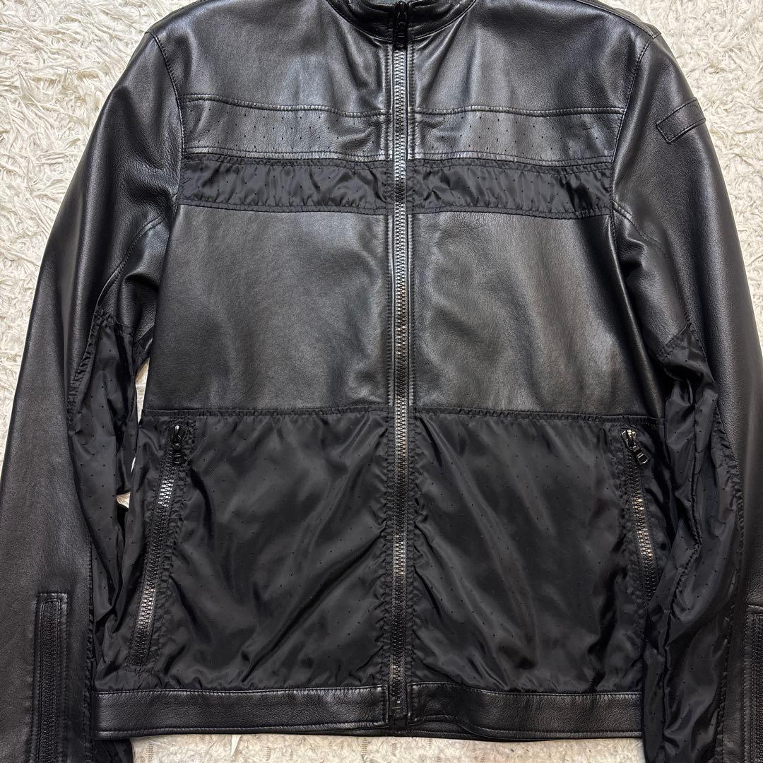 美品【ドローム】シングル　レザー　ririジップ　切り替え　イタリア　羊革　XS
