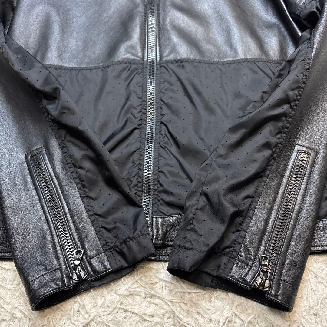 美品【ドローム】シングル　レザー　ririジップ　切り替え　イタリア　羊革　XS