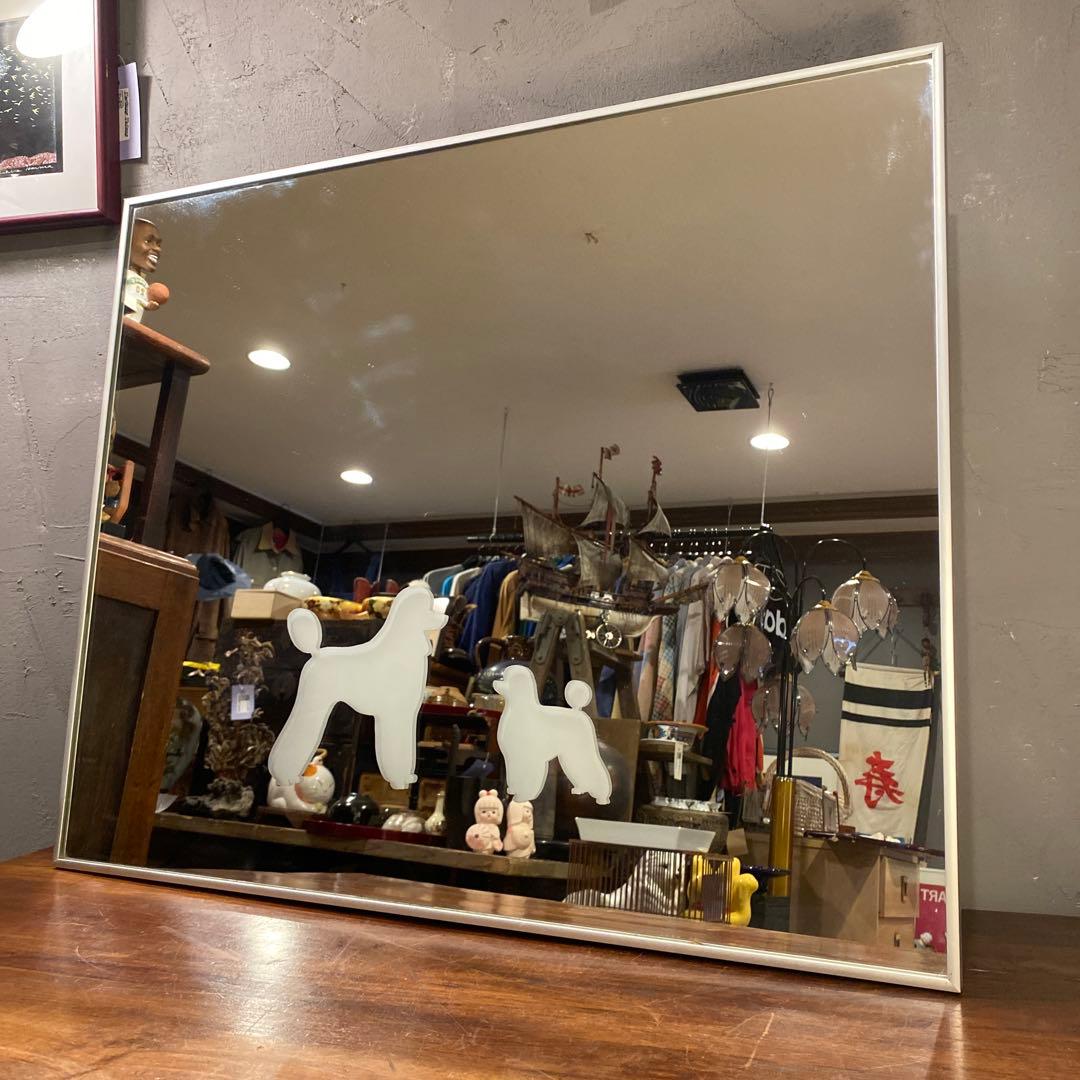 鏡 ヴィンテージミラー プードル 横幅73×横幅61 インテリア