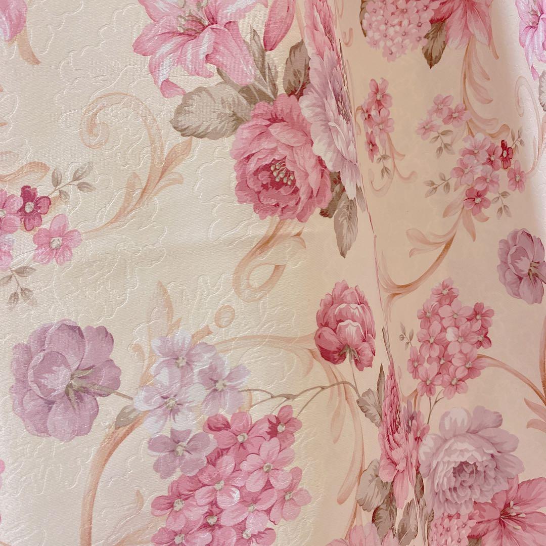 フローラル 花柄 幅200cm 北欧 ヨーロピアン 両面柄 オーダーカーテン