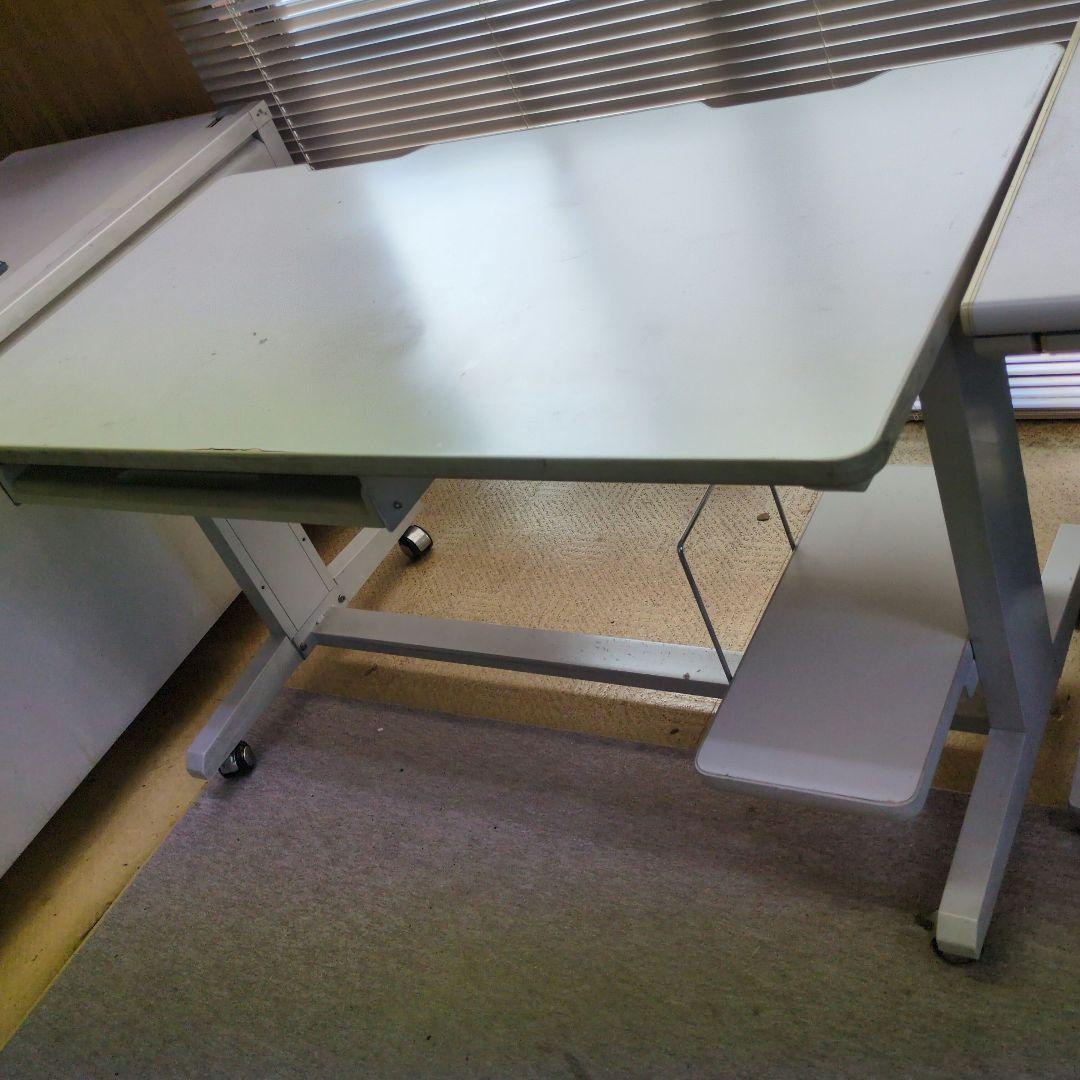 ホワイトパソコンデスク キャスター付き 引き出しあり