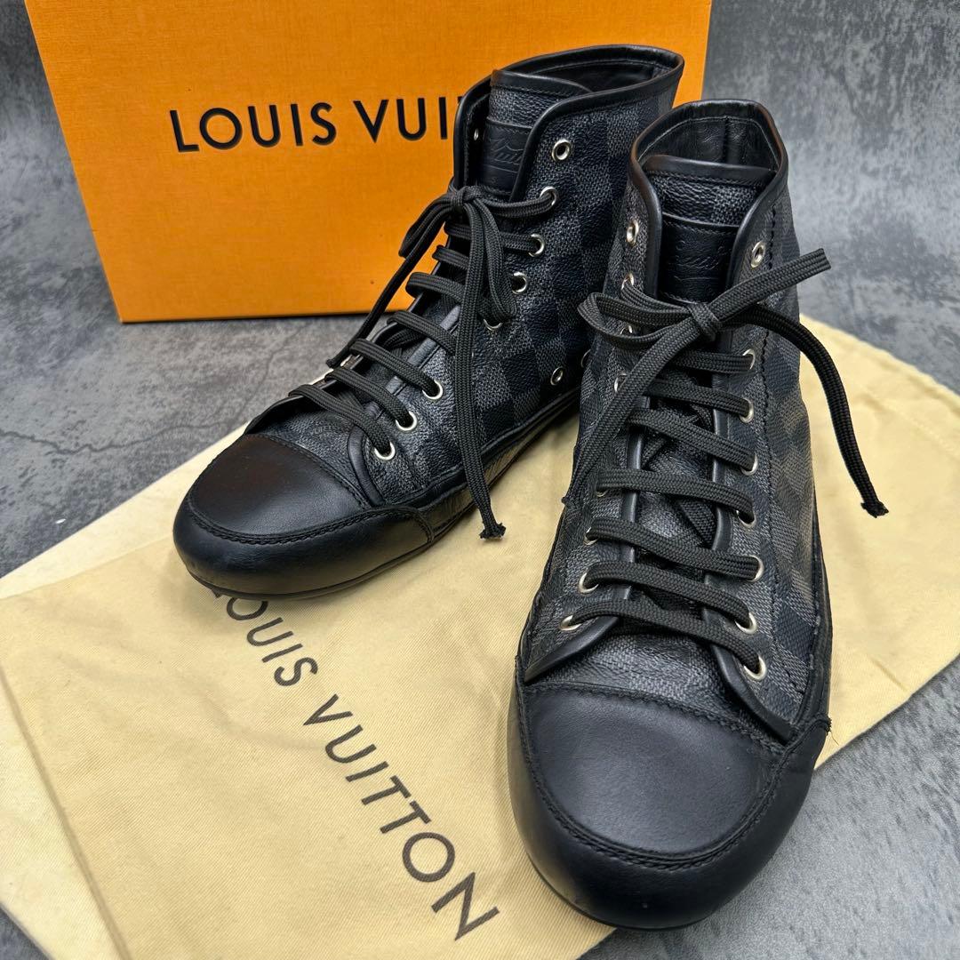 ルイヴィトン ダミエ ハイカットスニーカー 26cm相当 黒 メンズ