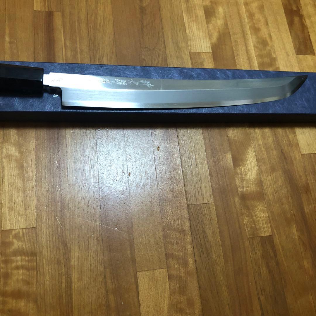 【堺打刃物】銀三鋼　本鍛錬 鬼反り　先丸蛸引き300mm 黒檀八角水牛柄