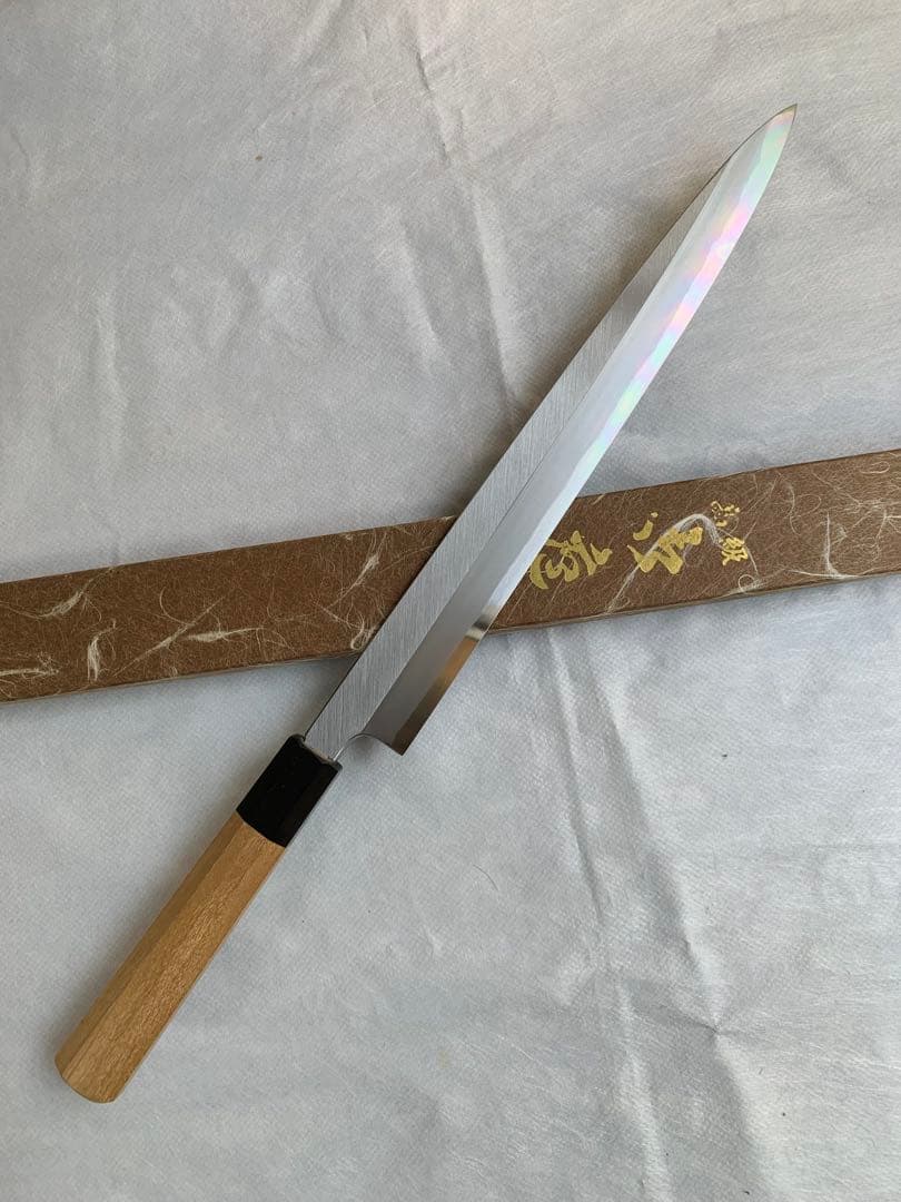 堺打刃物　刺身 柳刃　包丁　白鋼　尺　水牛八角柄