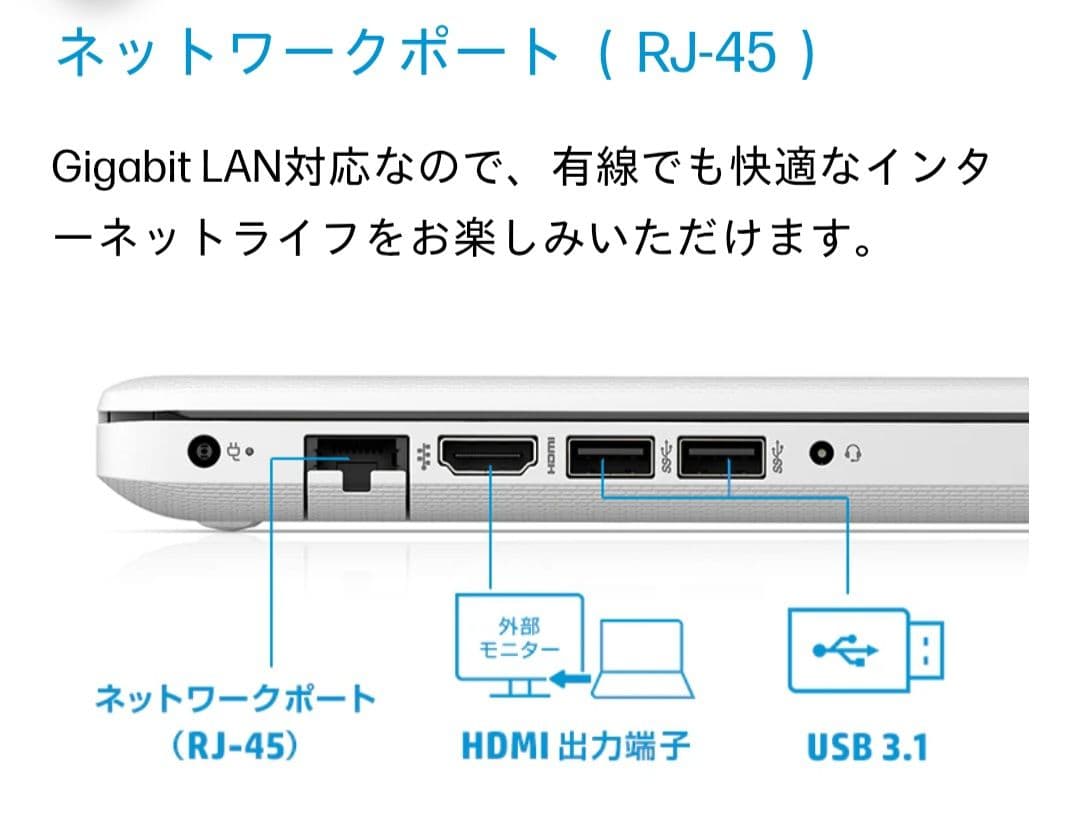 hp ノートパソコン 15-db0000 ホワイト ACアダプター付 ①