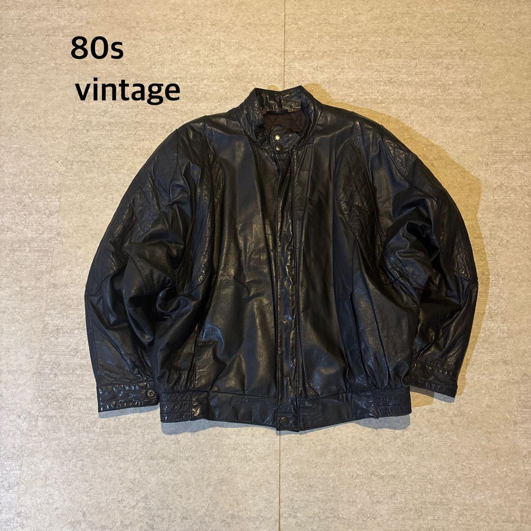 80s vintage 革ジャン レザージャケット 牛革 ショート丈