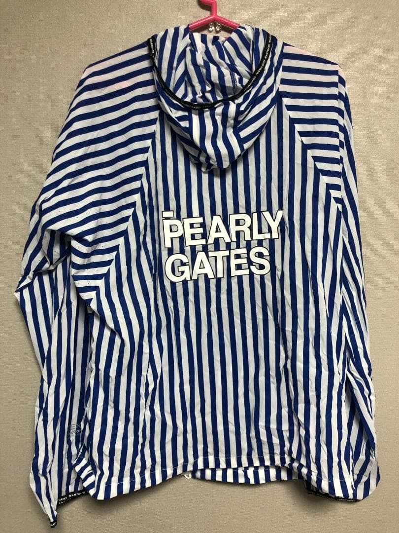 未使用 タグ付き パーリーゲイツ フーディブルゾン ストライプ 2 L ブルー青