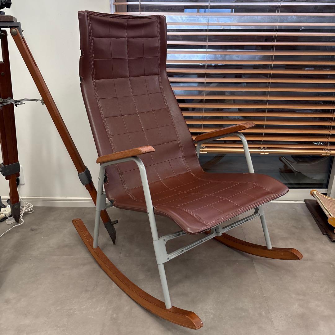 新居猛　ロッキングチェア　ニーチェア　昭和レトロ　70年代　ビンテージ