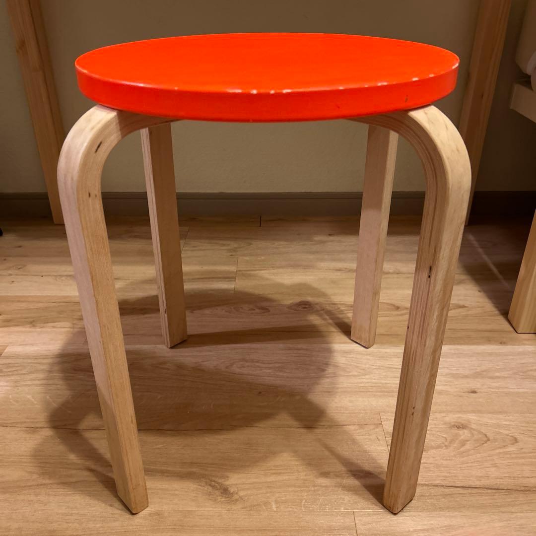 廃盤　イケア　超希少　蛍光色　オレンジ　スツール　IKEA 椅子　チェア　家具