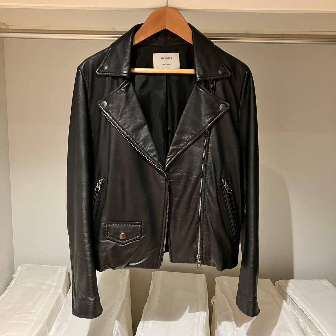 STUDIOUS ステュディオス ラムレザー ダブルライダース ジャケット