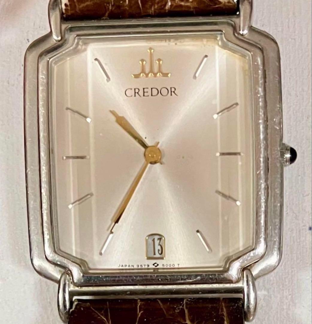 ★稼働品★SEIKO/クレドール★シルバー文字盤 ★QZ★メンズ腕時計★