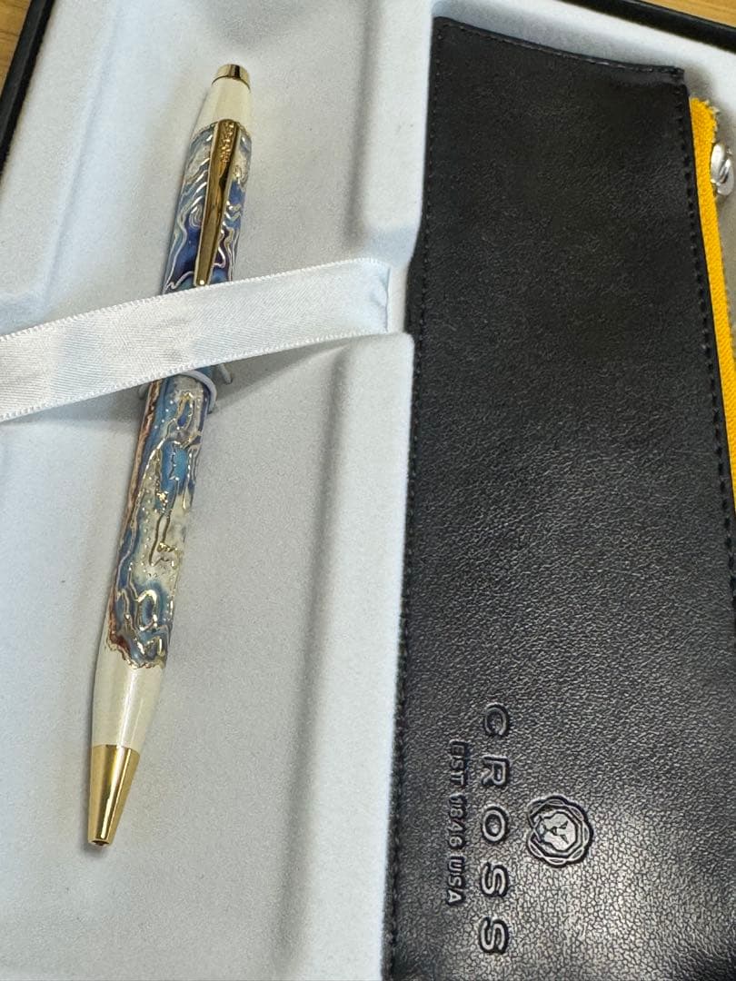 CROSS ボールペン シルバー レザーケース付き