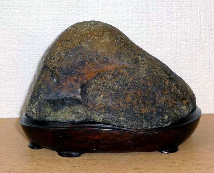 【鑑賞用自然石(風速)】自然石(只見川) 台座付き