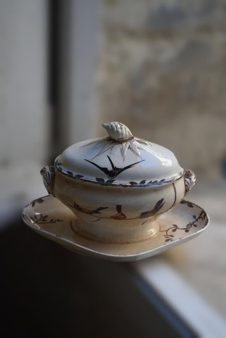 レアChoisy Le Roi　OXFORD　つばめと花のマスタードの器