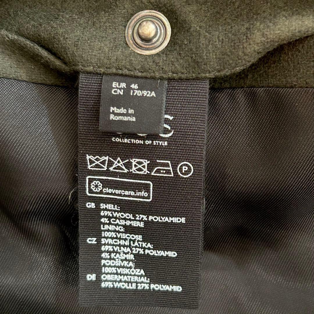 【新品】COS ステンカラー コート カシミヤ ウール カーキ グリーン