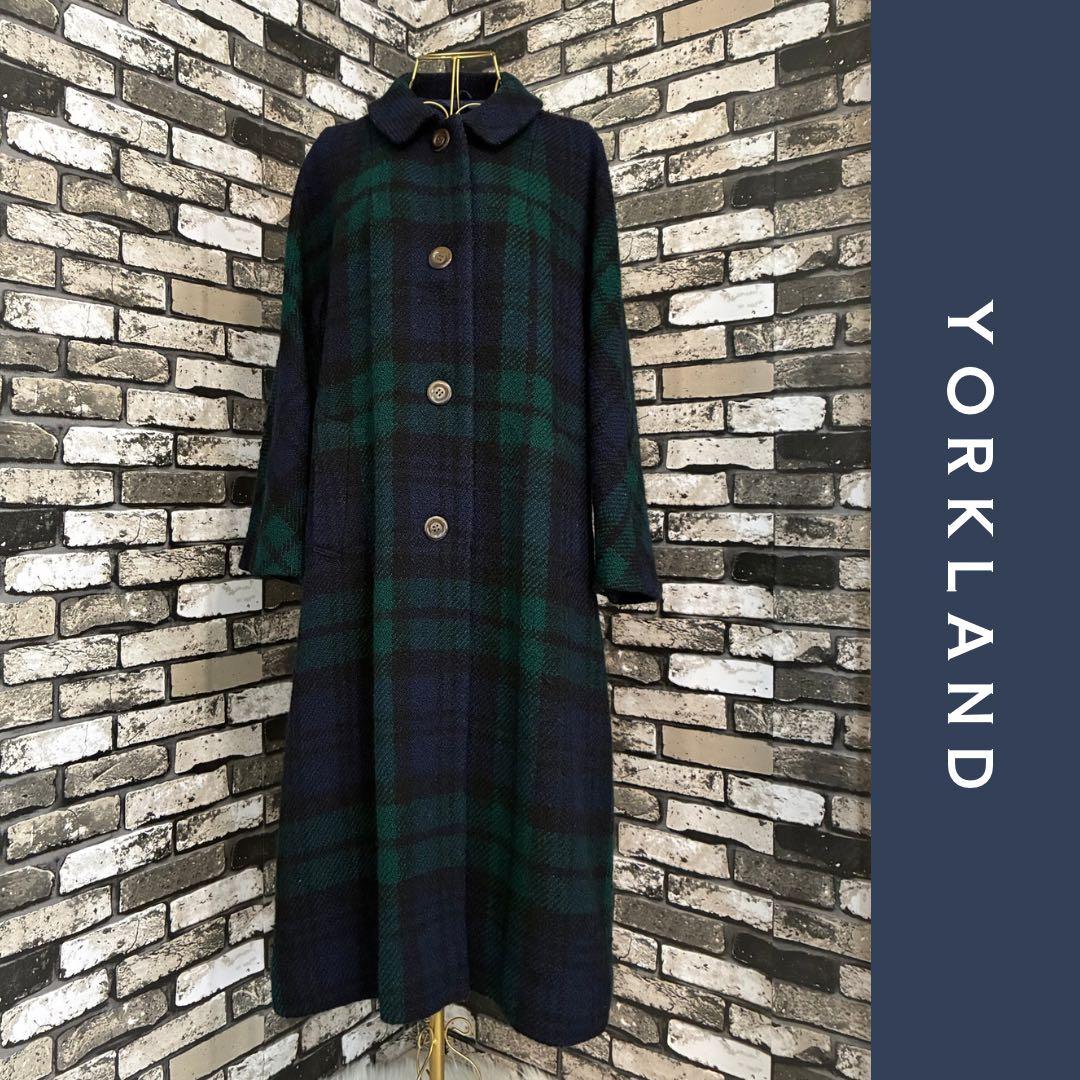 希少✨YORKLAND タータンチェック ロングコート ウール100%