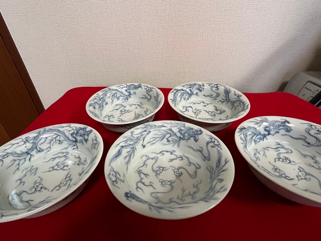 【冨貴長春】染付 昇龍柄 小鉢 5客組 A3774 有田焼 伊万里焼 古伊万里
