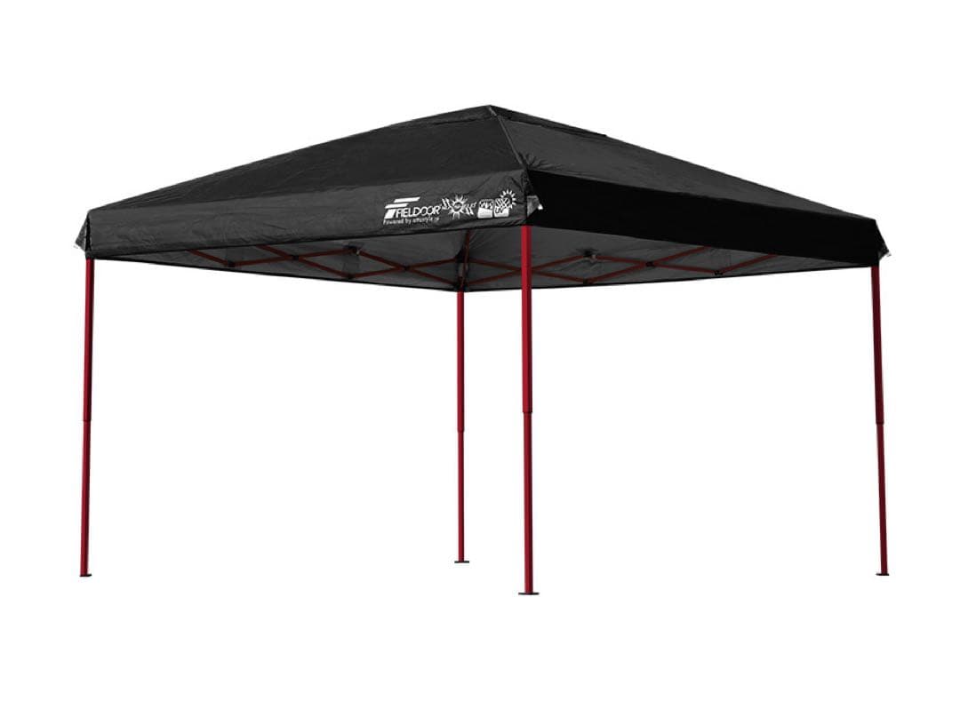 人気の黒赤FIELDOOR 3m×3mタープワンタッチテント