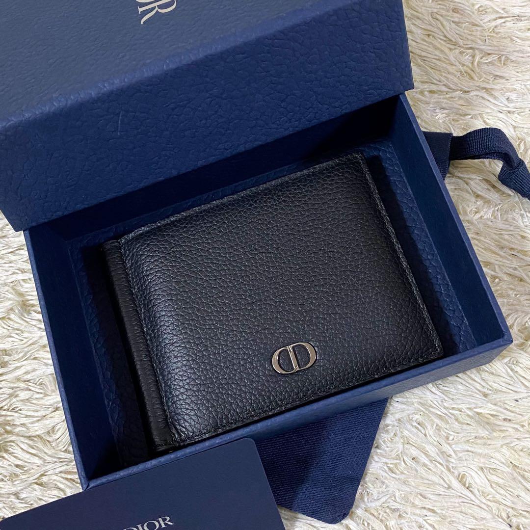 【未使用級】ディオール マネークリップ CDアイコン 二つ折り財布 ブラック 黒