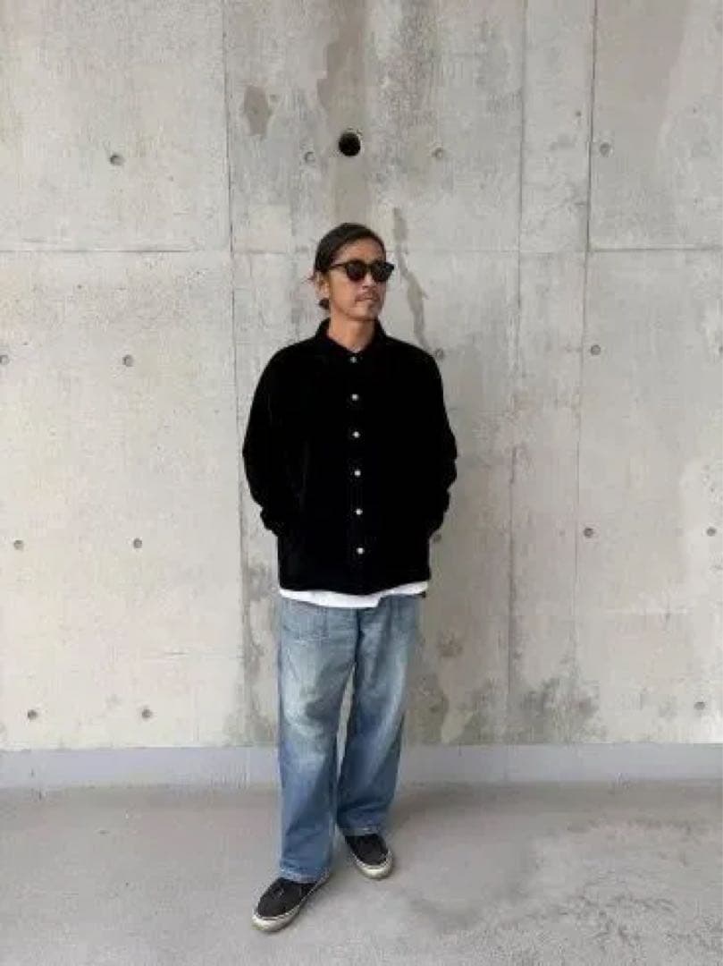 土日限定　完売品wax Fake suede coach jacket ブラック