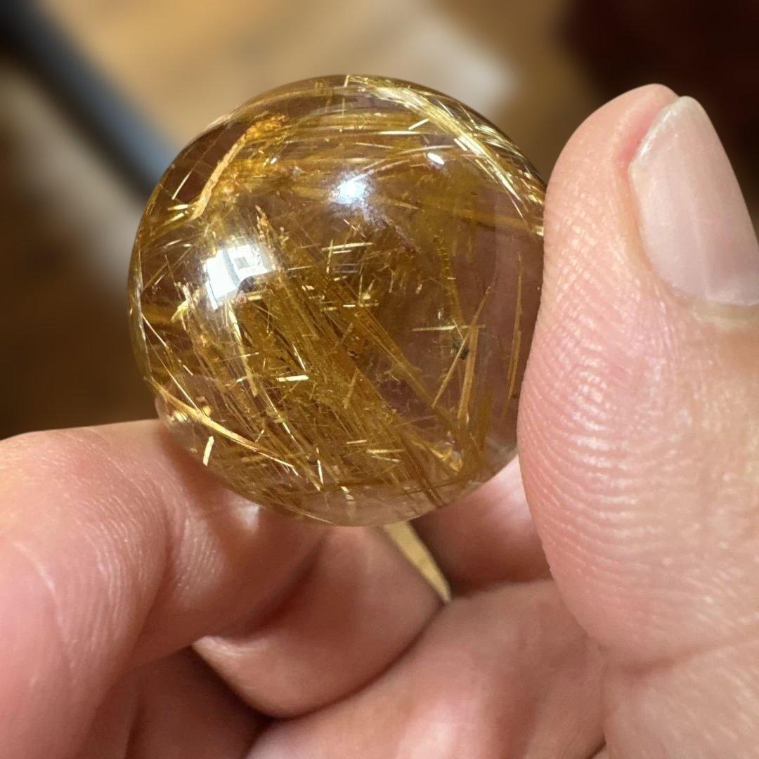 【極上品】ゴールドルチルスフィア　丸玉　クリア