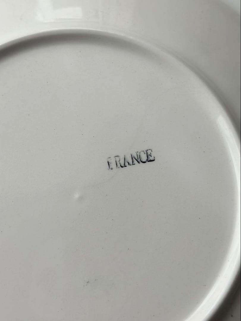 美品　フランス　アンティーク　サルグミンヌ　オレンジブラウンのチンツ柄プレート