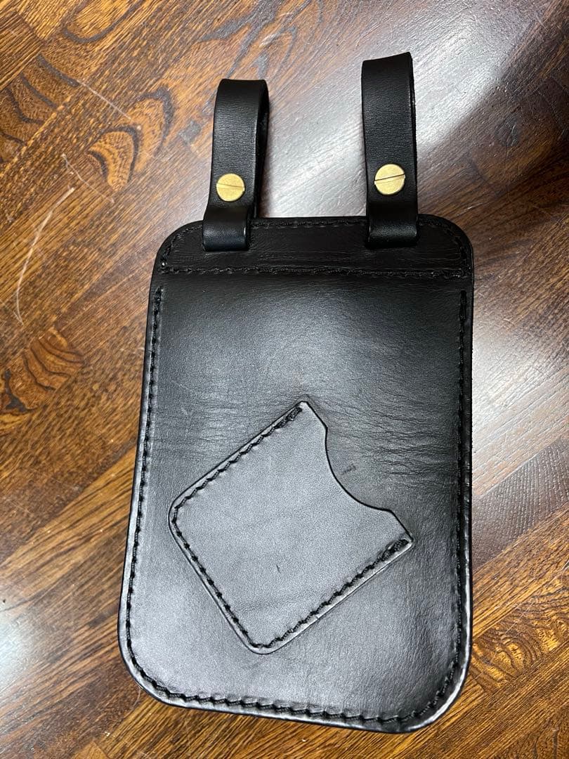革工房HERZ レザーベルトポーチ　BLACK