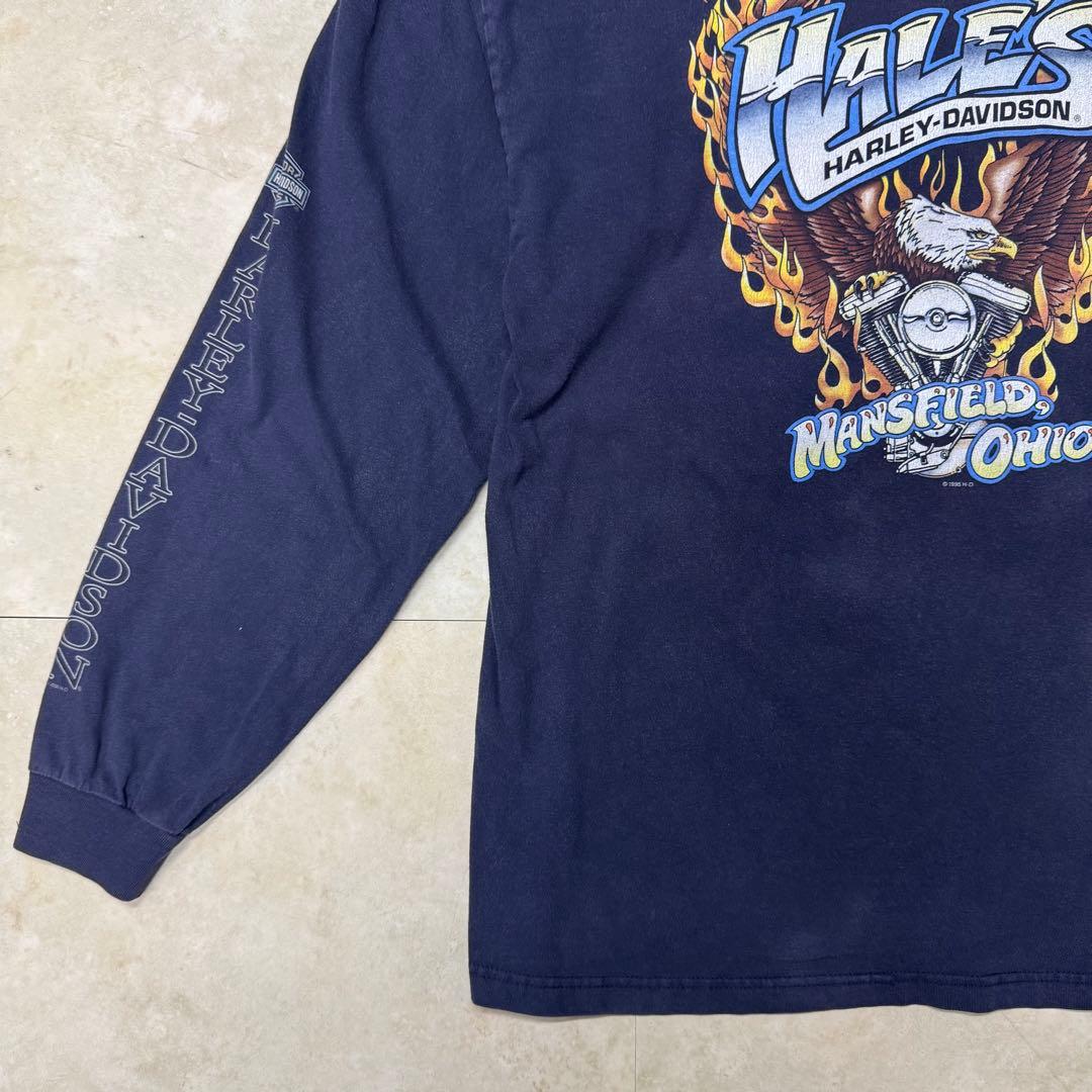 ハーレーダビッドソン ロンT hanes USA製 ネイビー XL 袖プリ