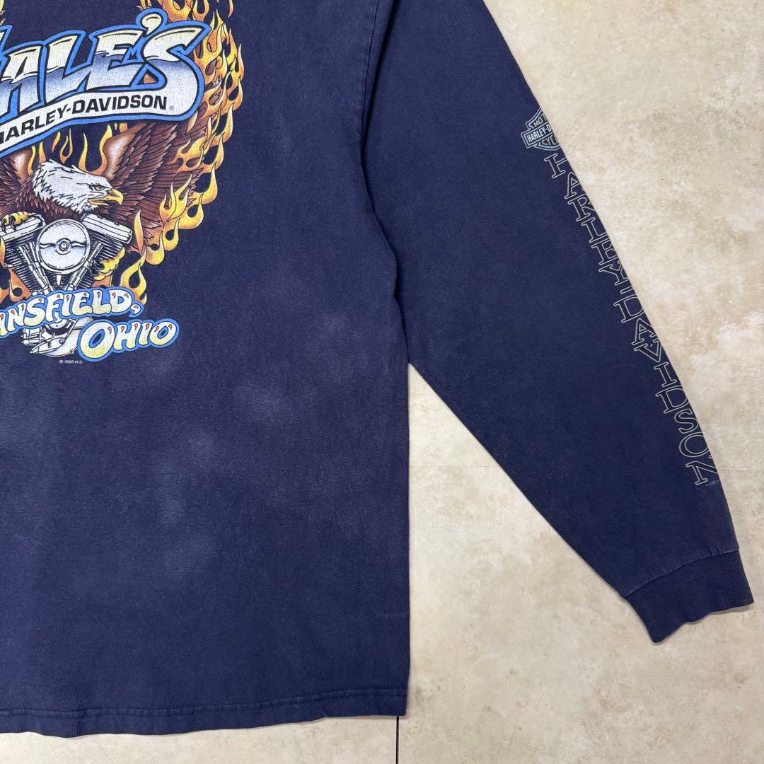 ハーレーダビッドソン ロンT hanes USA製 ネイビー XL 袖プリ