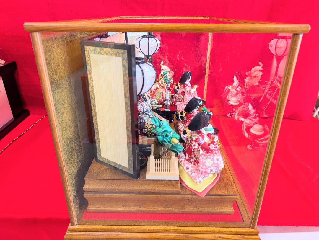 雛人形 壽雛 京甫作 ガラスケース 桜 親王飾り 雛飾り ひな祭り おひなさま