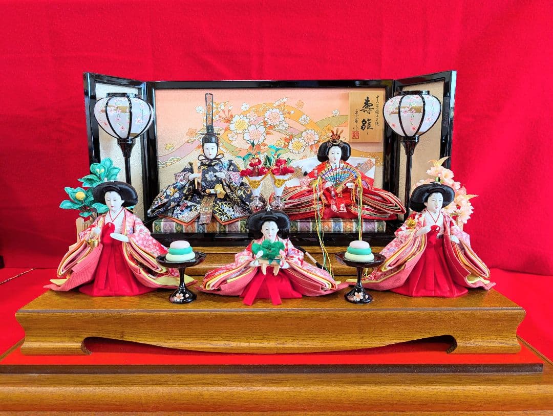 雛人形 壽雛 京甫作 ガラスケース 桜 親王飾り 雛飾り ひな祭り おひなさま