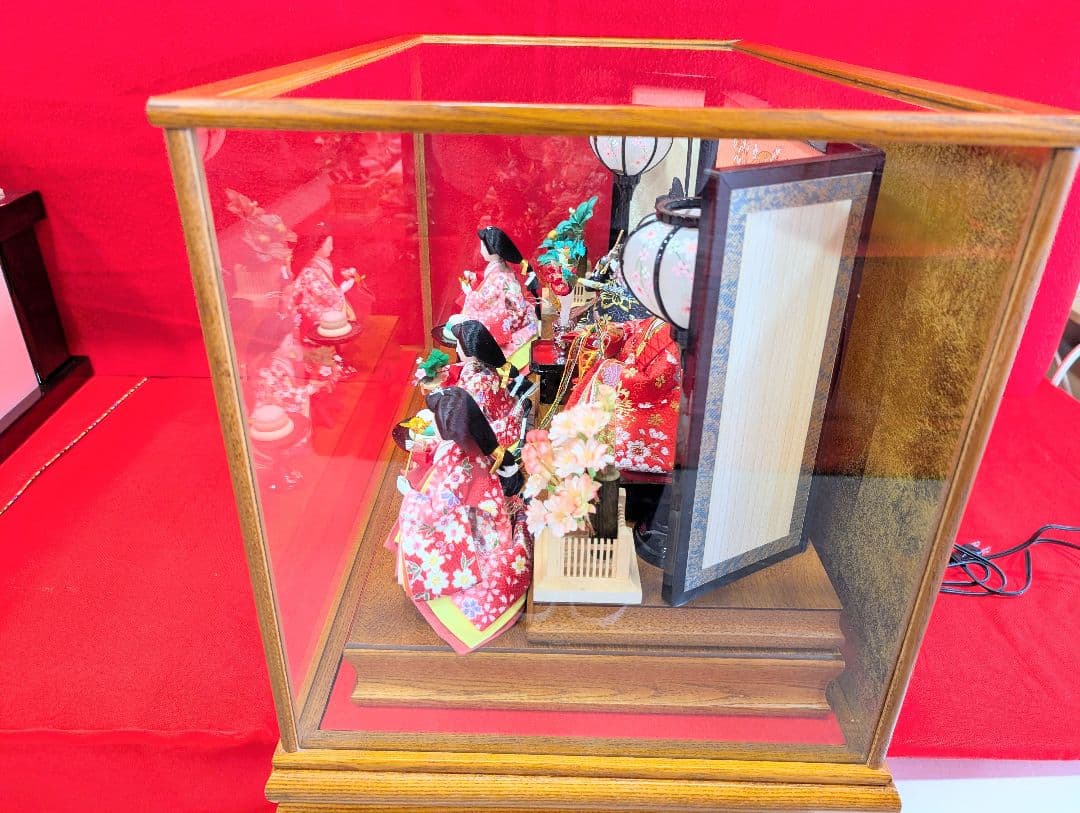 雛人形 壽雛 京甫作 ガラスケース 桜 親王飾り 雛飾り ひな祭り おひなさま
