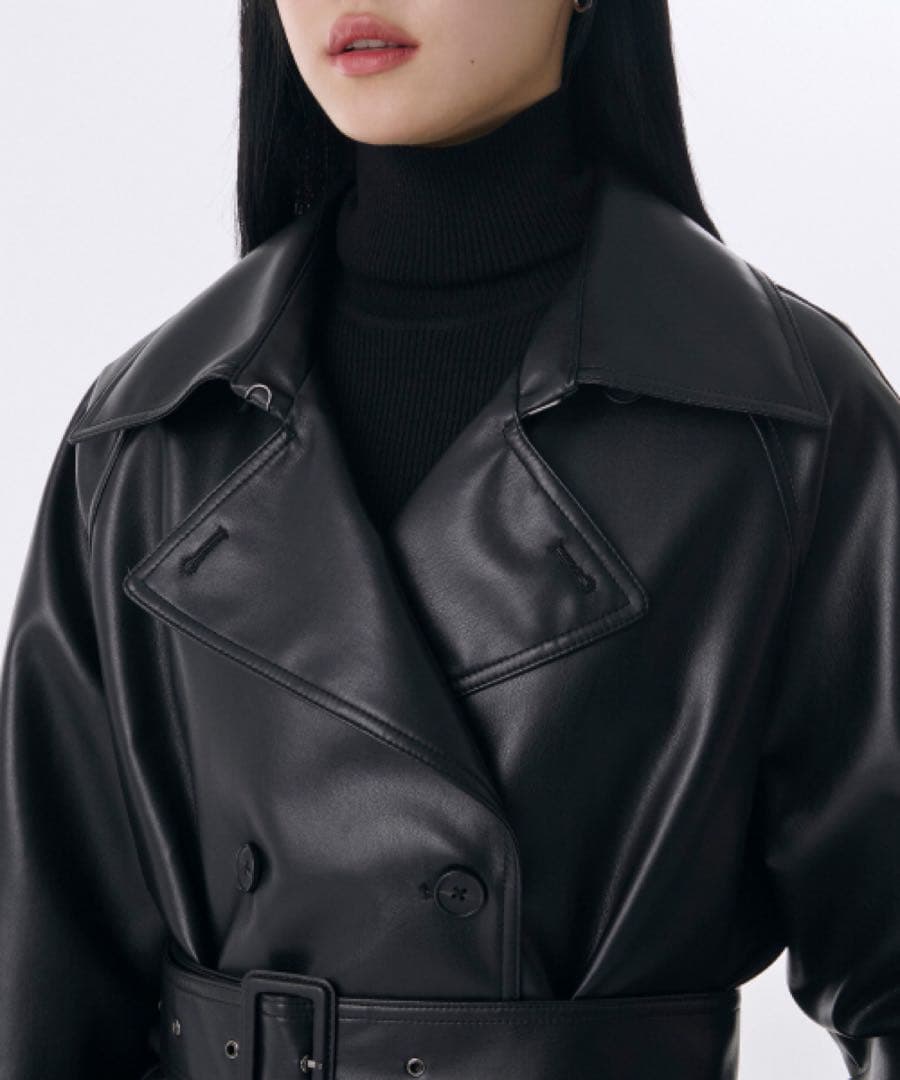 MUSINSA STANDARDWOMAN ブラックレザートレンチコート(美品)