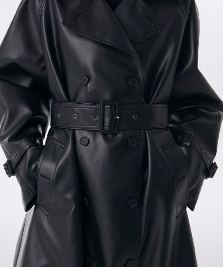 MUSINSA STANDARDWOMAN ブラックレザートレンチコート(美品)