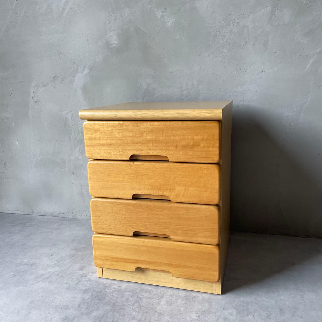 木製 4段チェスト 小さめ箪笥 サイドボード　ナイトテーブル 小抽斗　ナチュラル