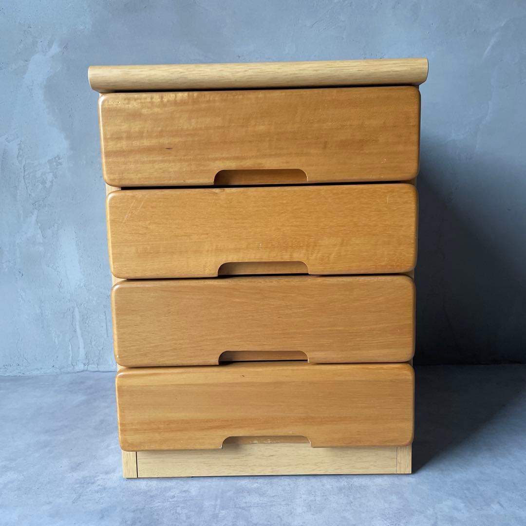 木製 4段チェスト 小さめ箪笥 サイドボード　ナイトテーブル 小抽斗　ナチュラル