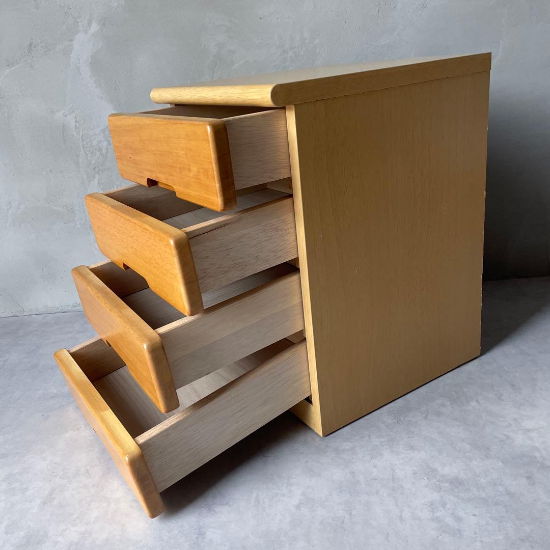 木製 4段チェスト 小さめ箪笥 サイドボード　ナイトテーブル 小抽斗　ナチュラル