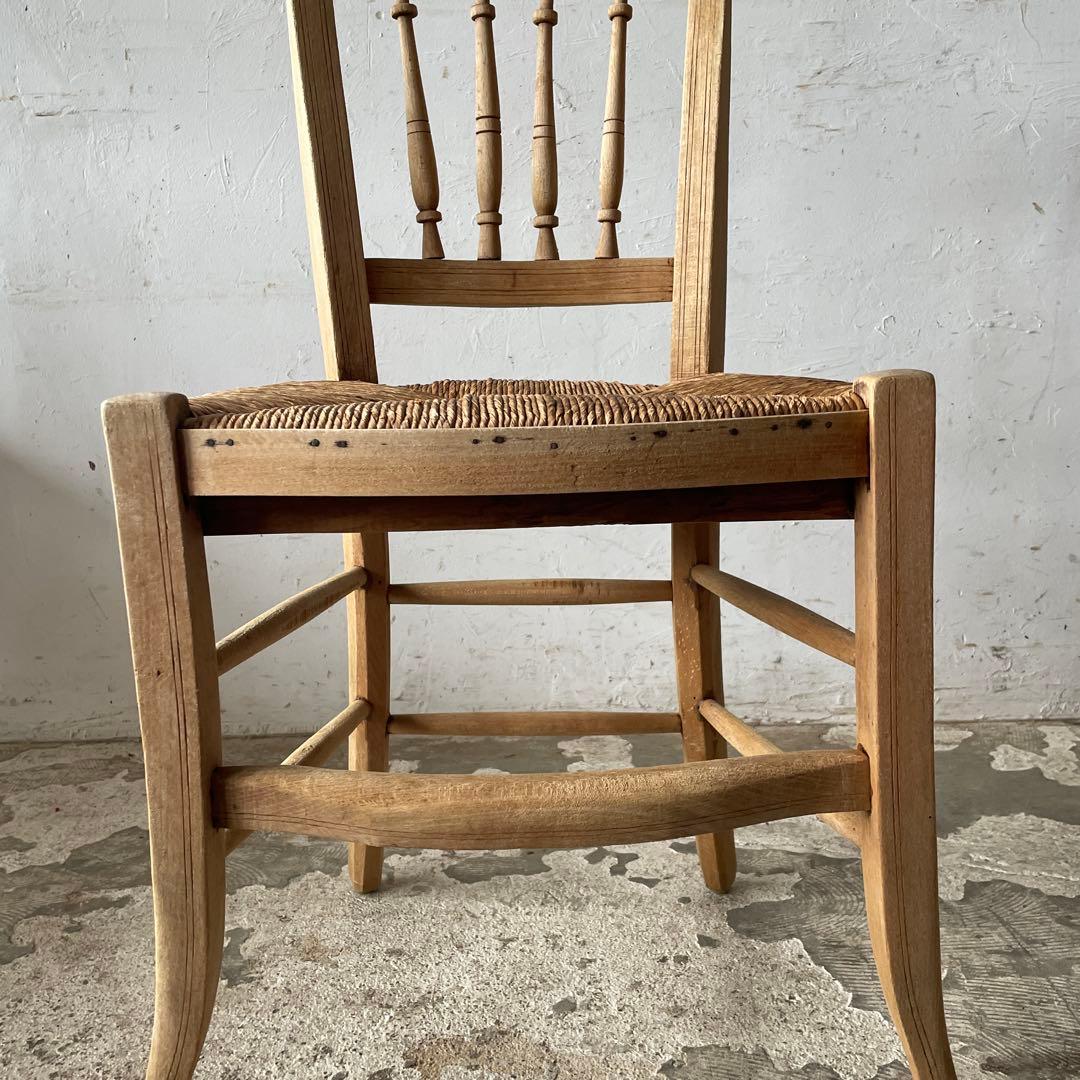 年末・年始SALE ビンテージ ダイニング藁チェア　カフェチェア　剥離　no2
