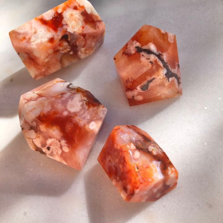 カーネリアンフラワーアゲート 4P