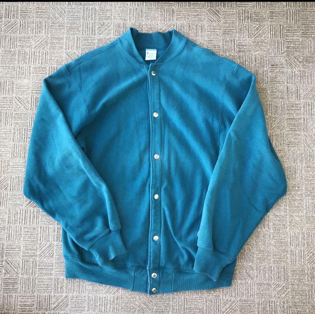 o*o様 90s Reverse Weave スナップカーディガン　ターコイズ